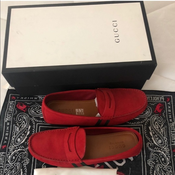 Red Gucci Loafers size 10 European size 11 US - Picture 1 of 3